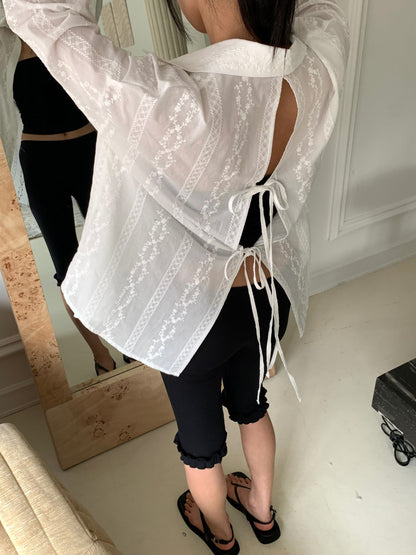 MS60403 Veil whisper tie back blouse