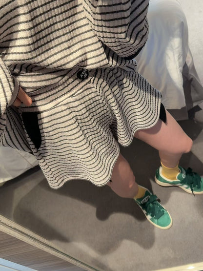 MS60220 Heart shape stripes hoodie set