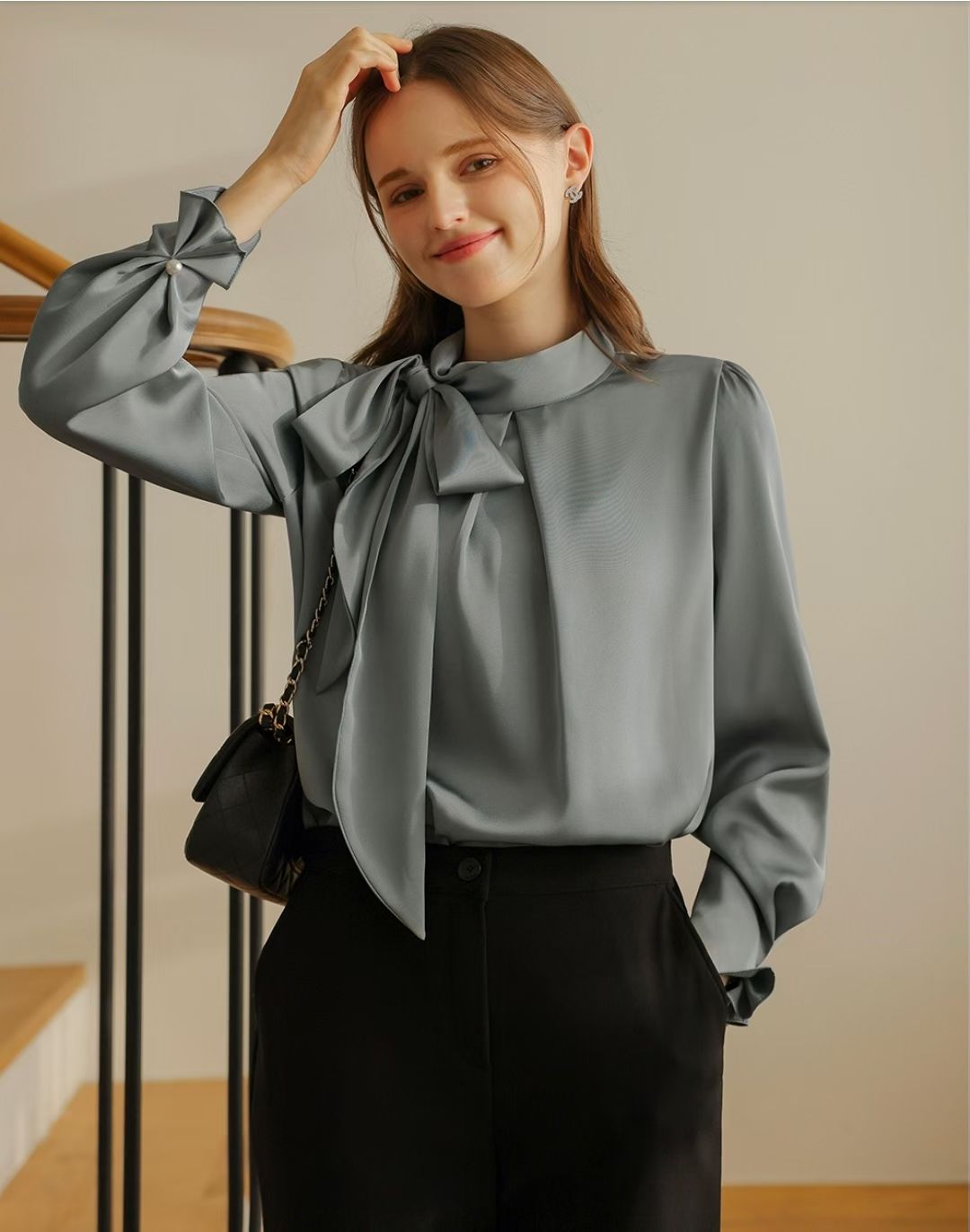 MS60232 Gladys satin silk blouse
