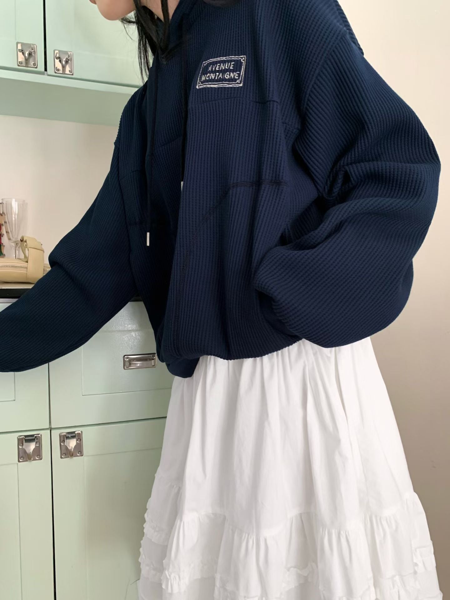 MS60345 Waffle hoodie top