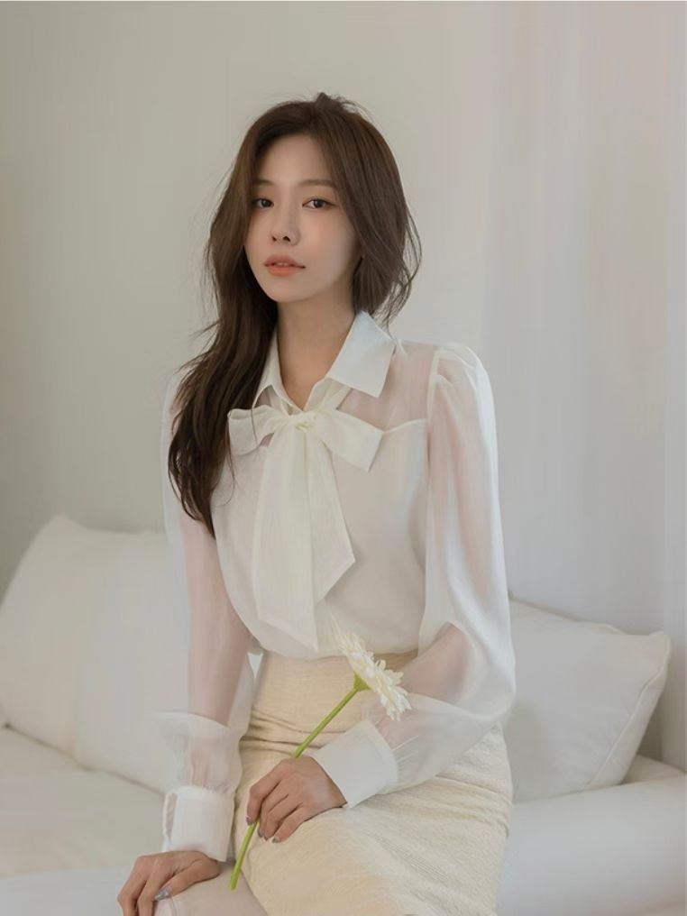 MS60231 Soft ribbon blouse