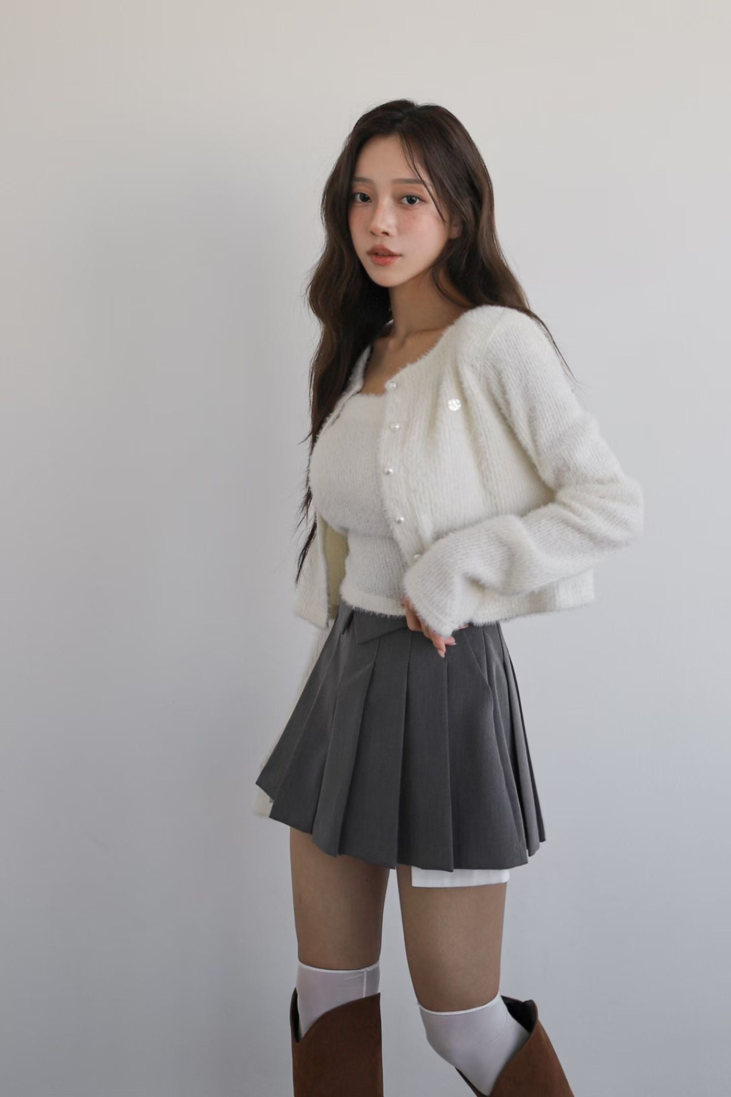 MS51061 Fluffy cardigan set