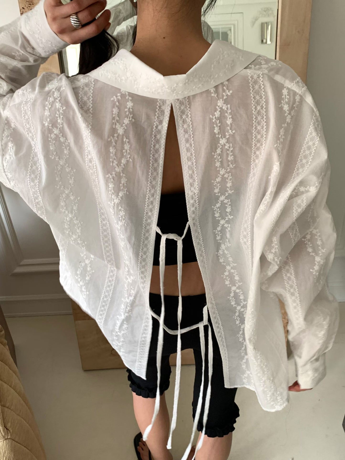 MS60403 Veil whisper tie back blouse