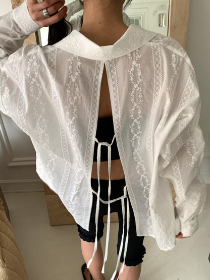 MS60403 Veil whisper tie back blouse