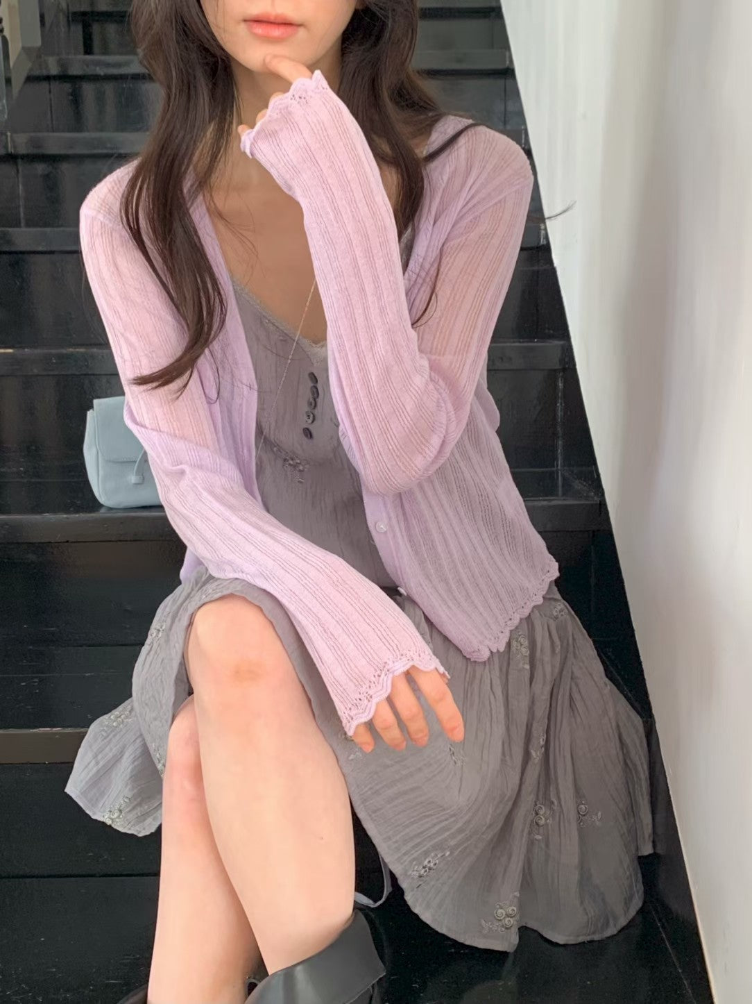 MS60442 Soft veil knit cardigan