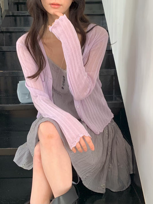 MS60442 Soft veil knit cardigan