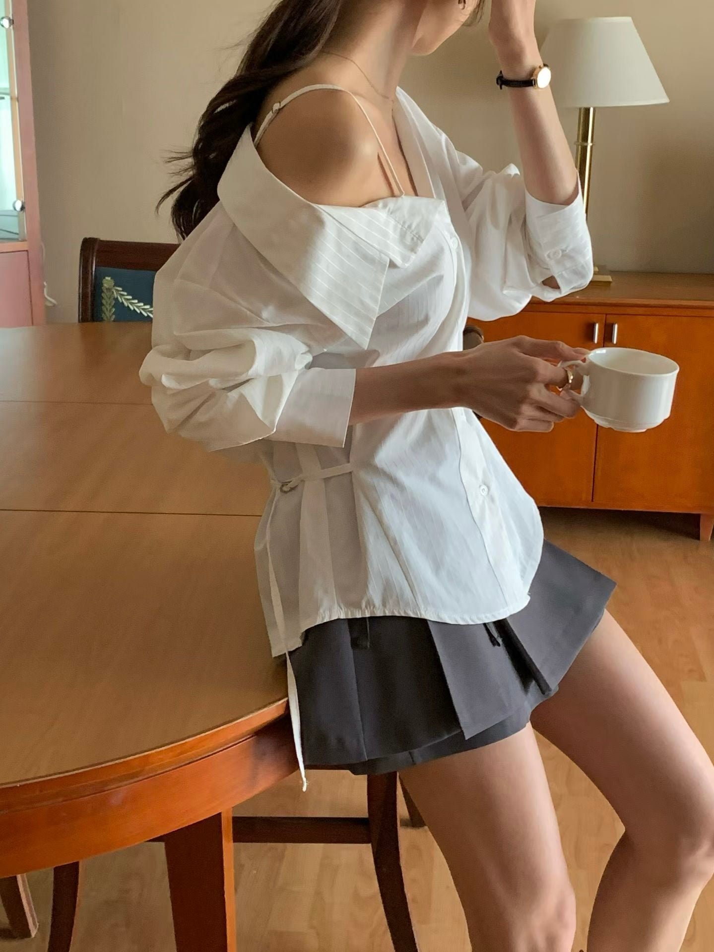 MS60408 Serene stripes off shoulder blouse
