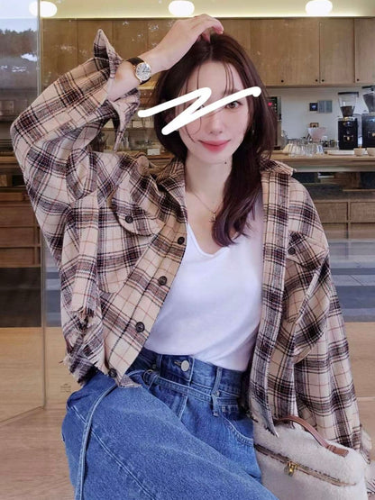 MS51080 British checked blouse outer