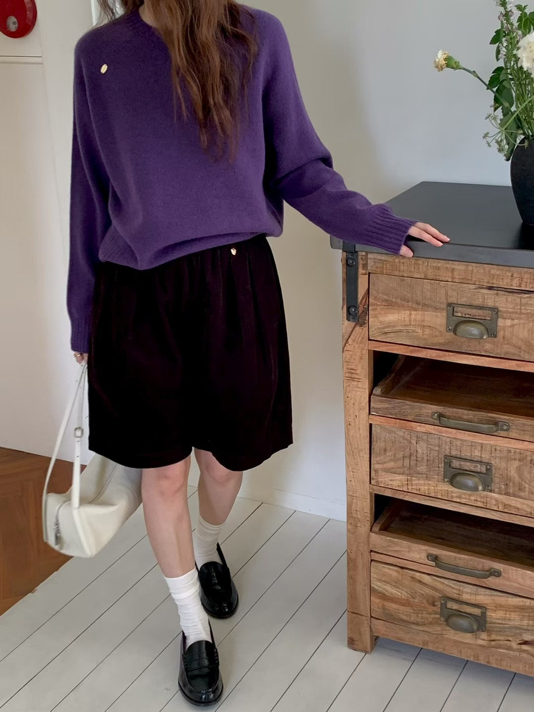 MS50950 Corduroy mid shorts