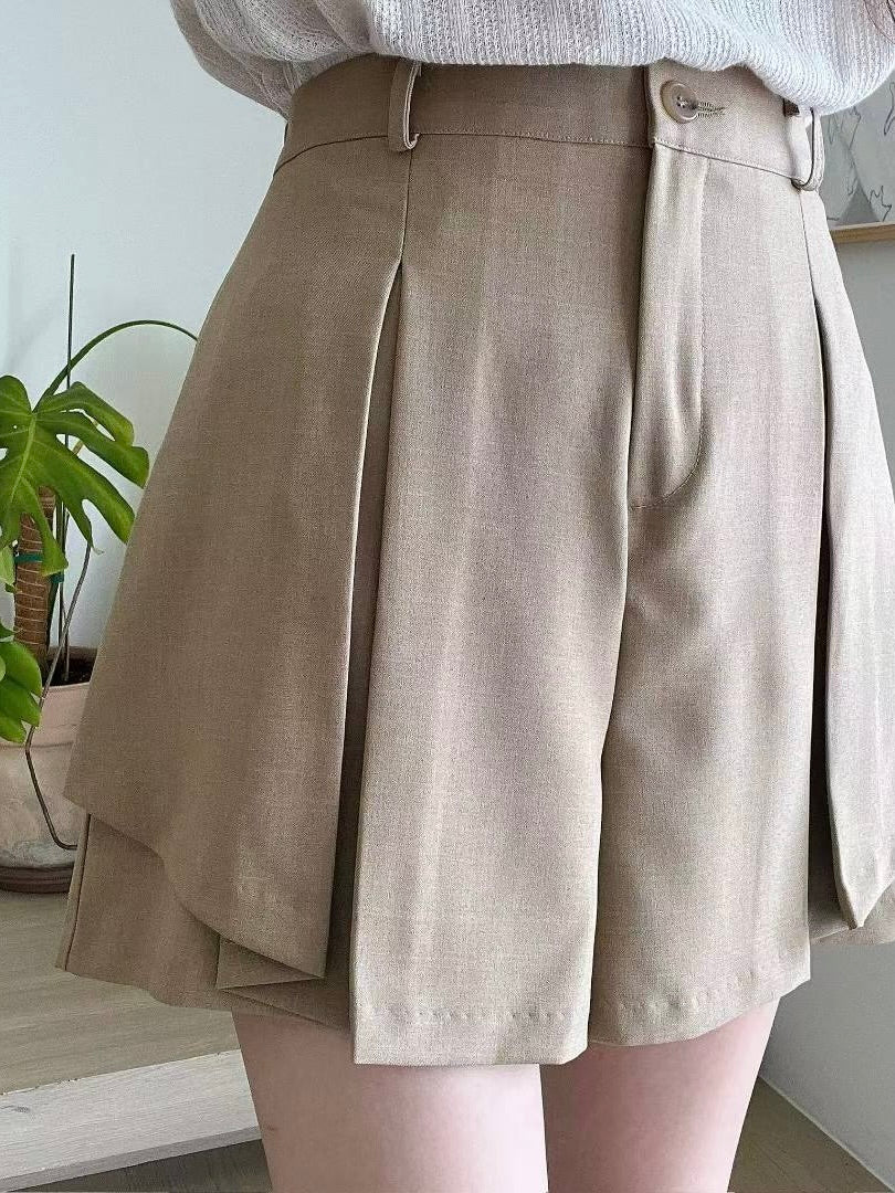 MS51022 High waist pleated shorts