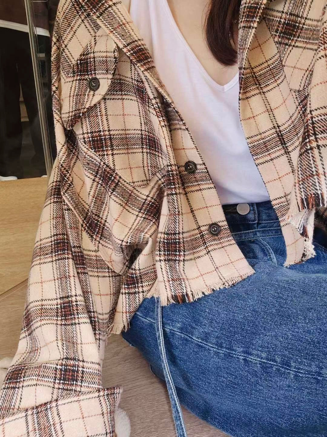 MS51080 British checked blouse outer