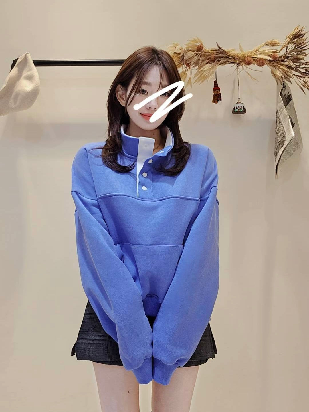 MS51241 Mix color fleece sweater