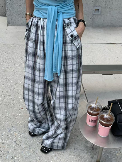 MS60707 Retro checked trousers