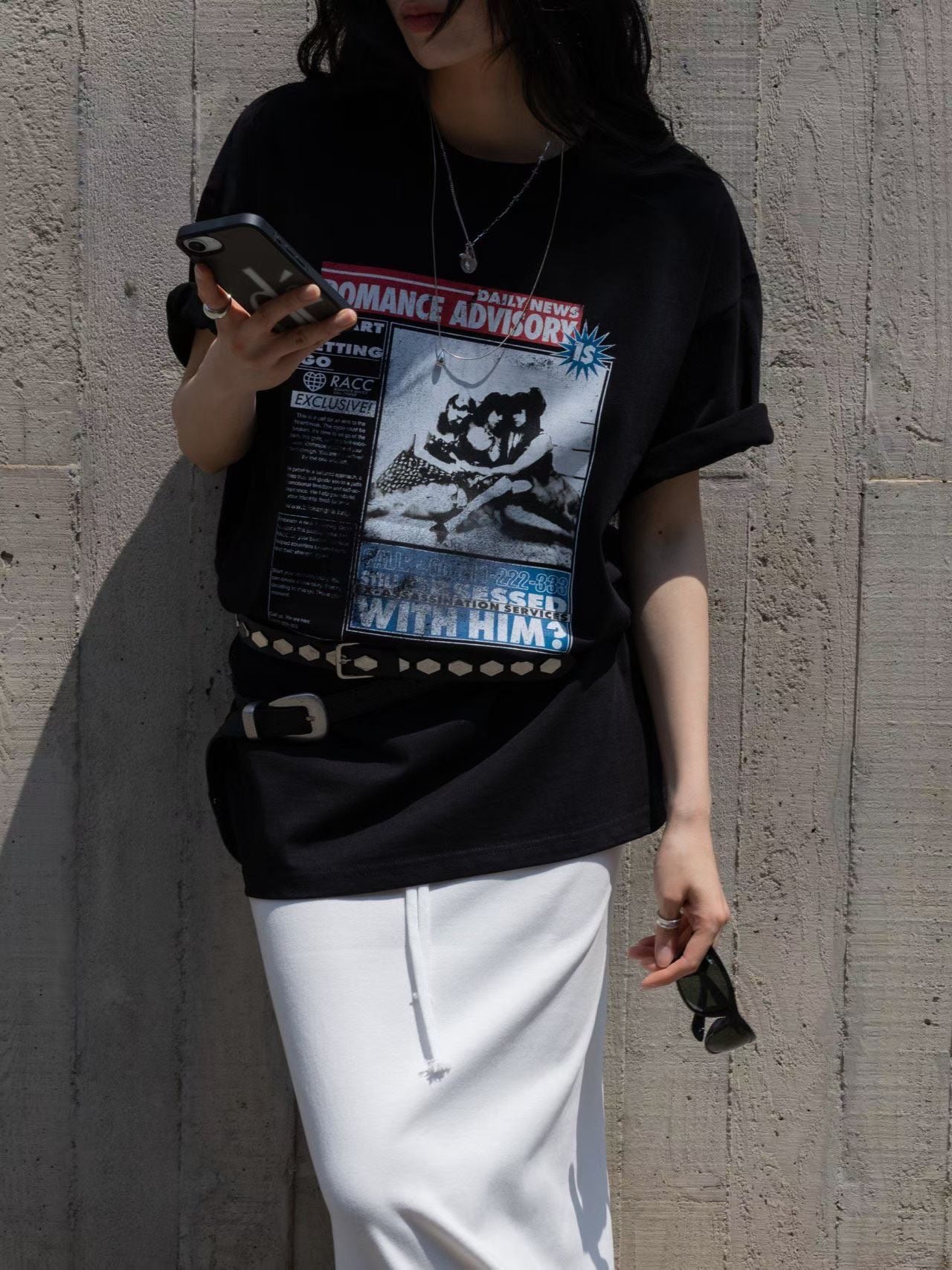 MS60521 Newspaper graphic tshirt