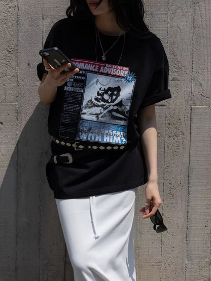 MS60521 Newspaper graphic tshirt