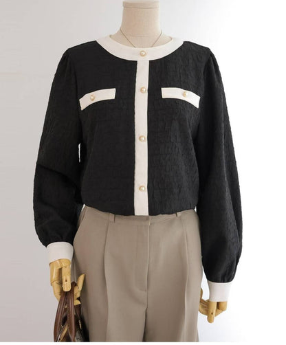MS50951 Reina tweed button blouse