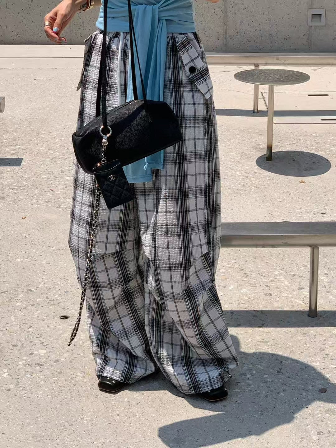 MS60707 Retro checked trousers
