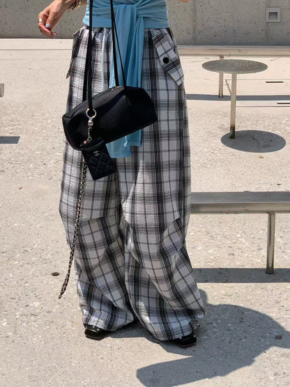 MS60707 Retro checked trousers
