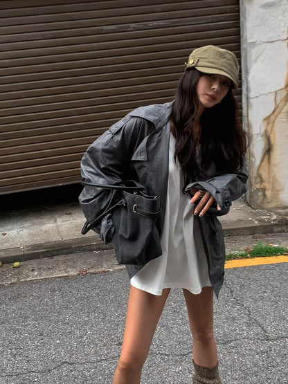 MS60811 Sheen oversized windbreaker jacket