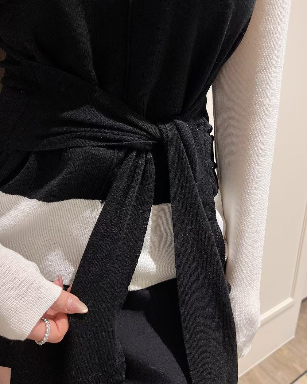 MS60305 Layered wrap knit top