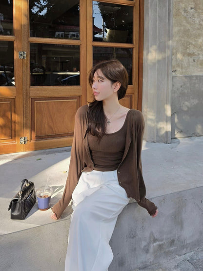 MS60922 Wool tencel cardigan set