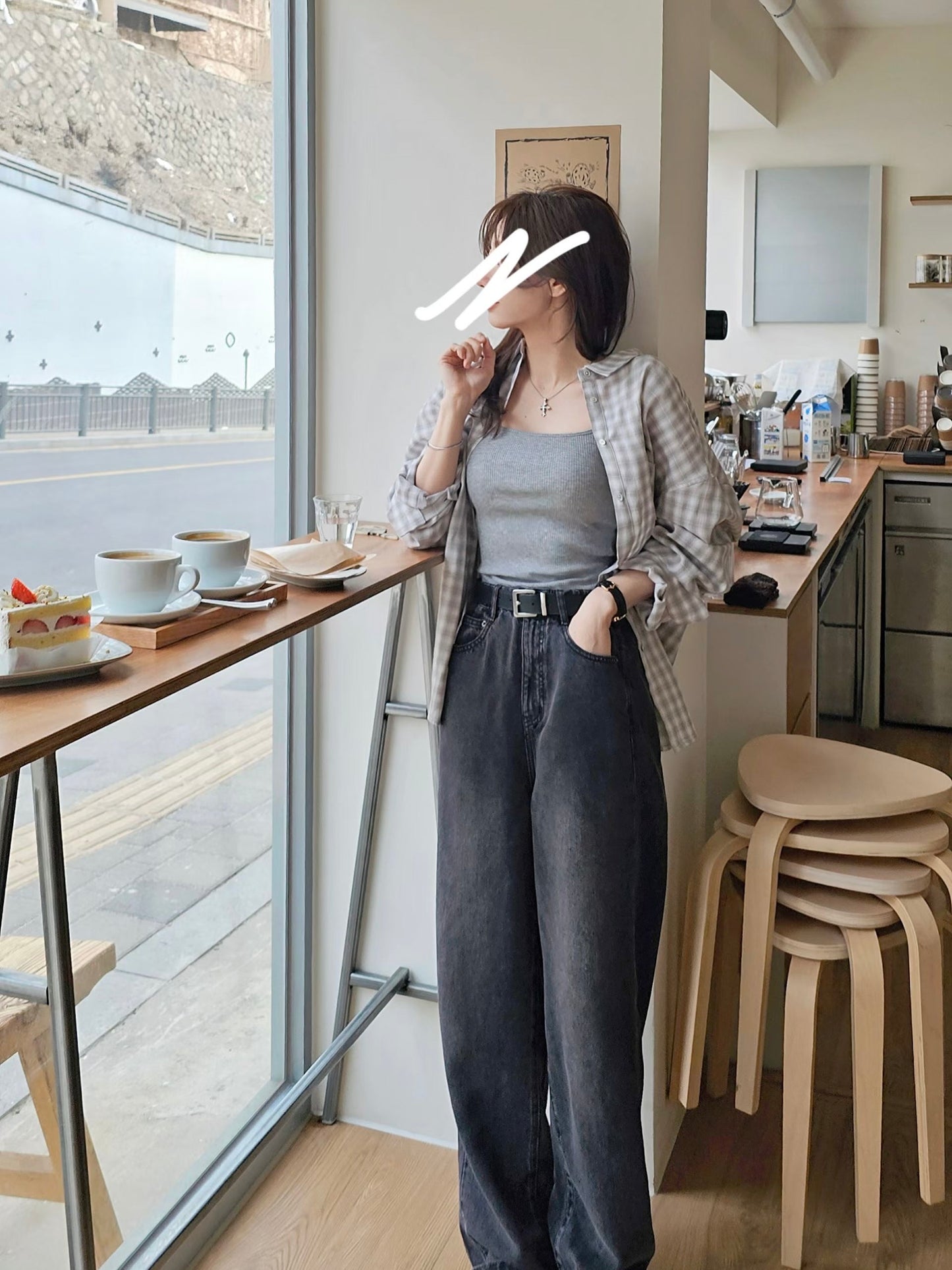 MS60331 Straight cut denim pants