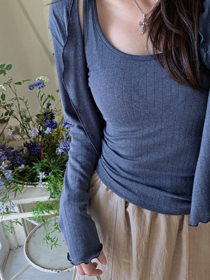 MS60922 Wool tencel cardigan set
