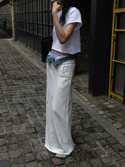 MS60519 Vintage low rise wide skirt