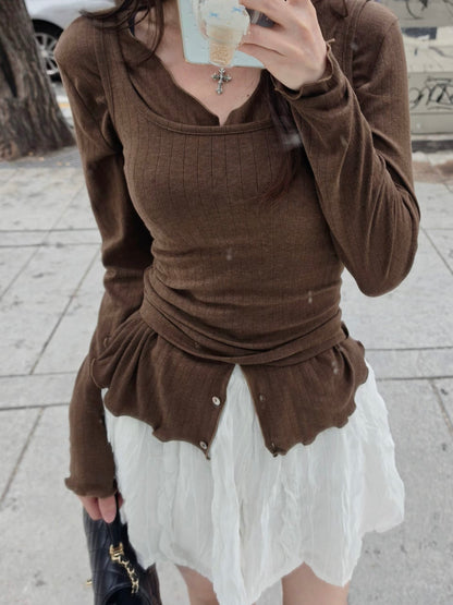 MS60922 Wool tencel cardigan set