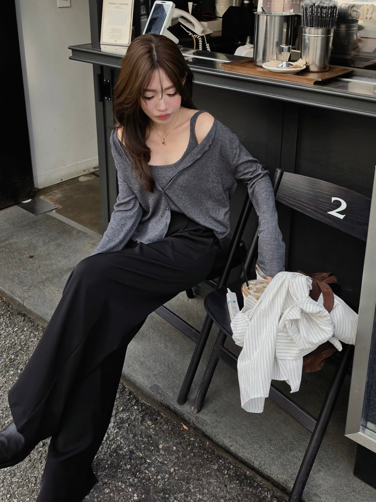 MS60922 Wool tencel cardigan set