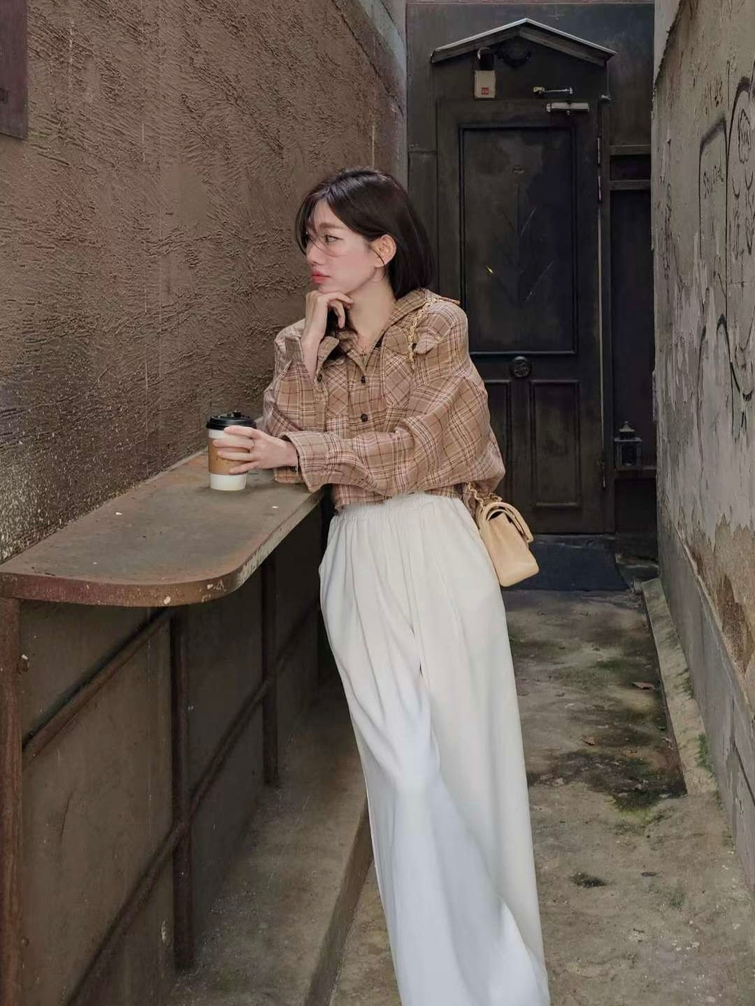 MS51080 British checked blouse outer