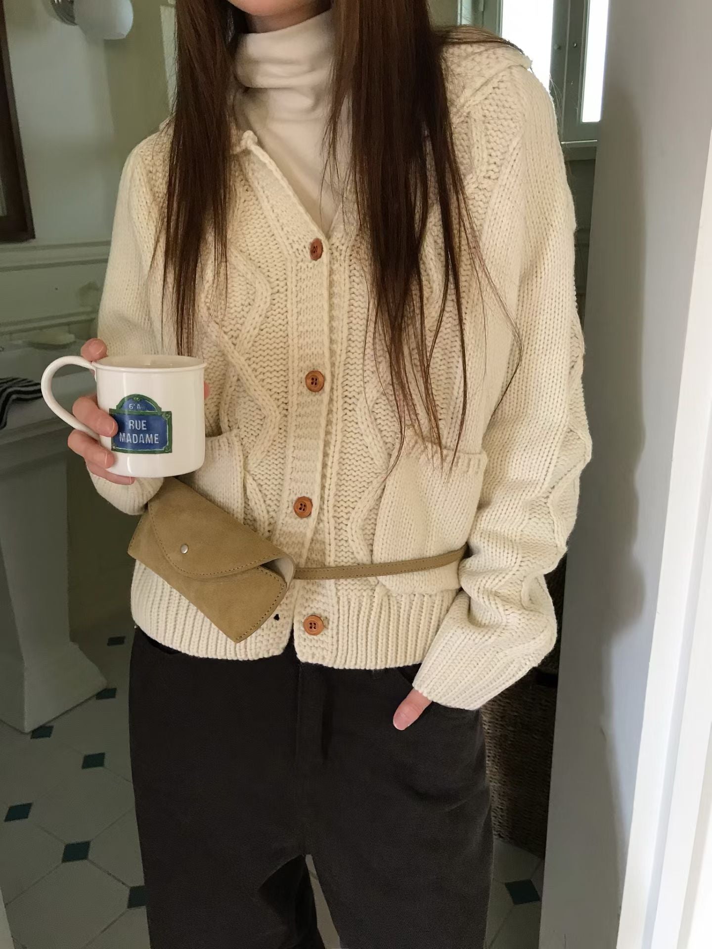 MS51140 Waffle knit cardigan