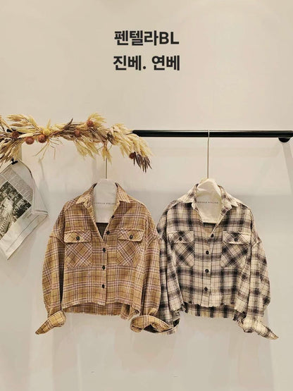 MS51080 British checked blouse outer