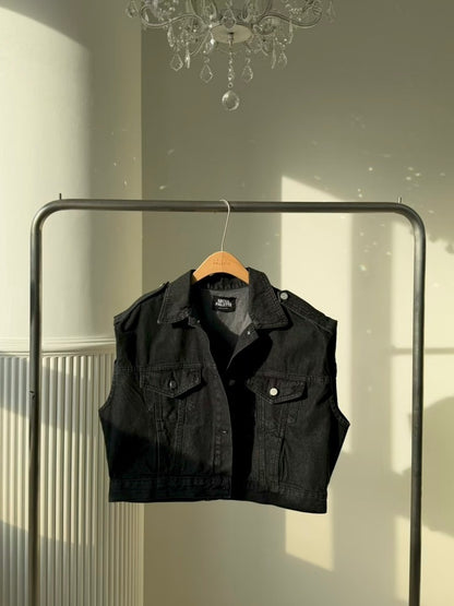 MS60251 Cropped denim layer vest