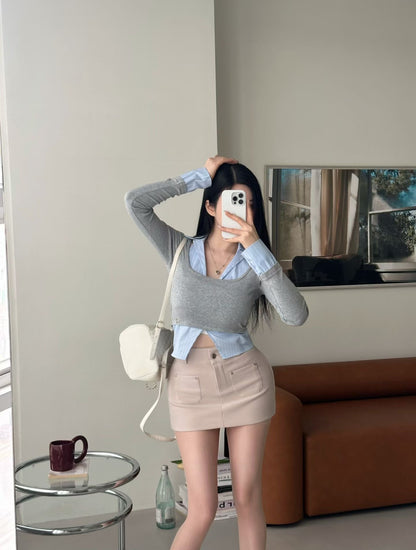 MS60208 Dual pockets skort