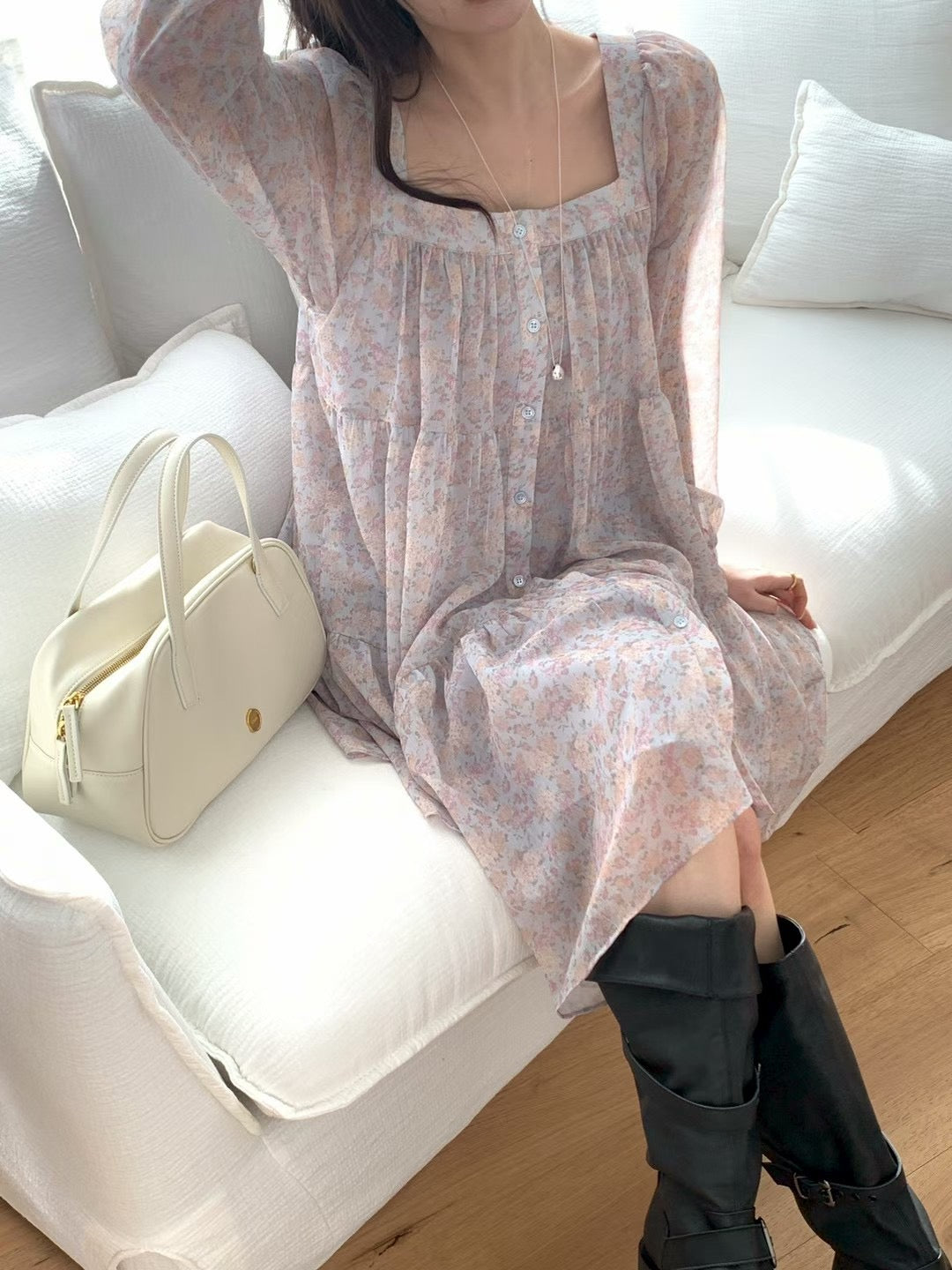 MS60258 Soft bloom midi dress