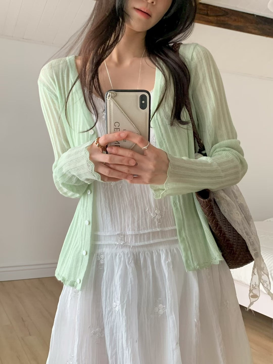 MS60442 Soft veil knit cardigan
