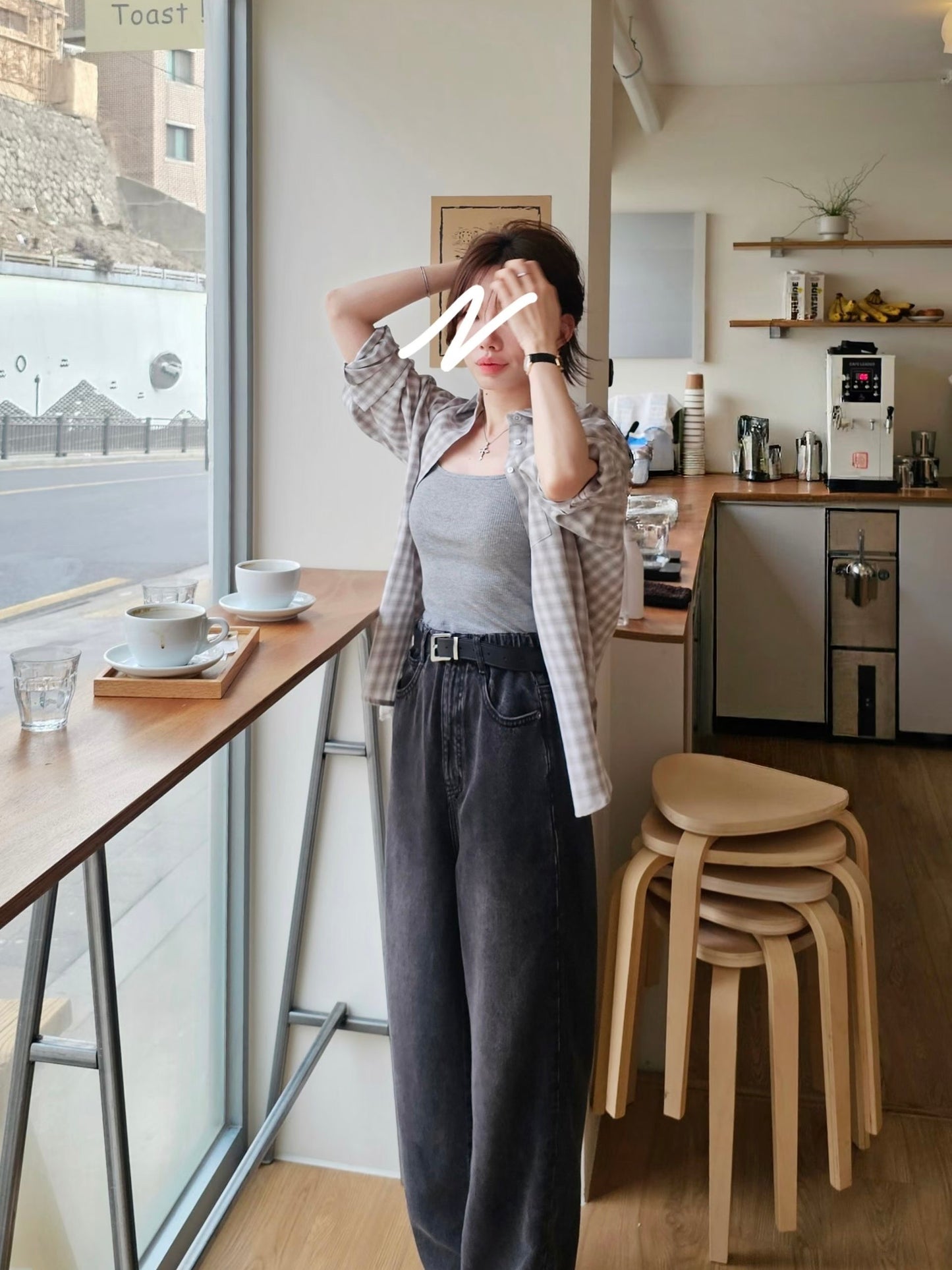 MS60331 Straight cut denim pants