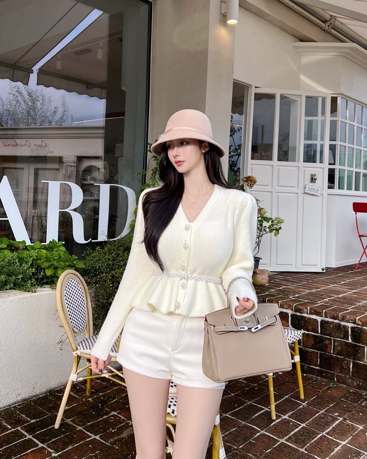 MS51206 Pearl ribbon peplum top