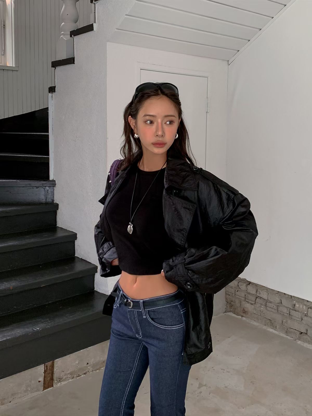 MS60811 Sheen oversized windbreaker jacket