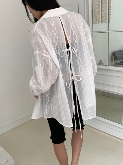 MS60403 Veil whisper tie back blouse