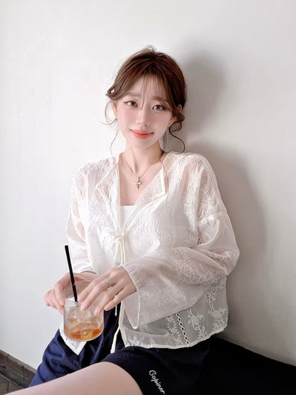 MS60637 Premium embroidery lace cardigan