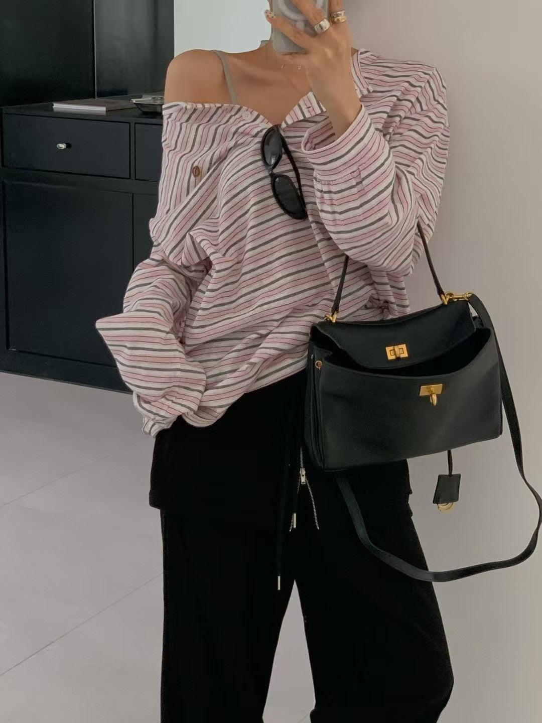 MS60316 Vintage stripe button tee