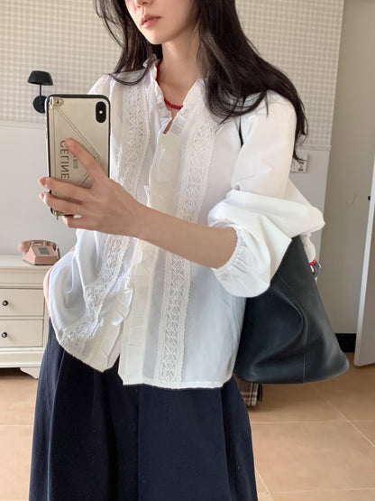 MS60315 Vintage lace ruffle blouse