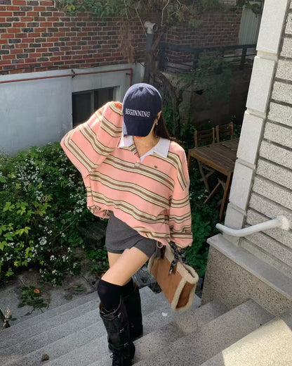 MS51107 Candy fur stripes top