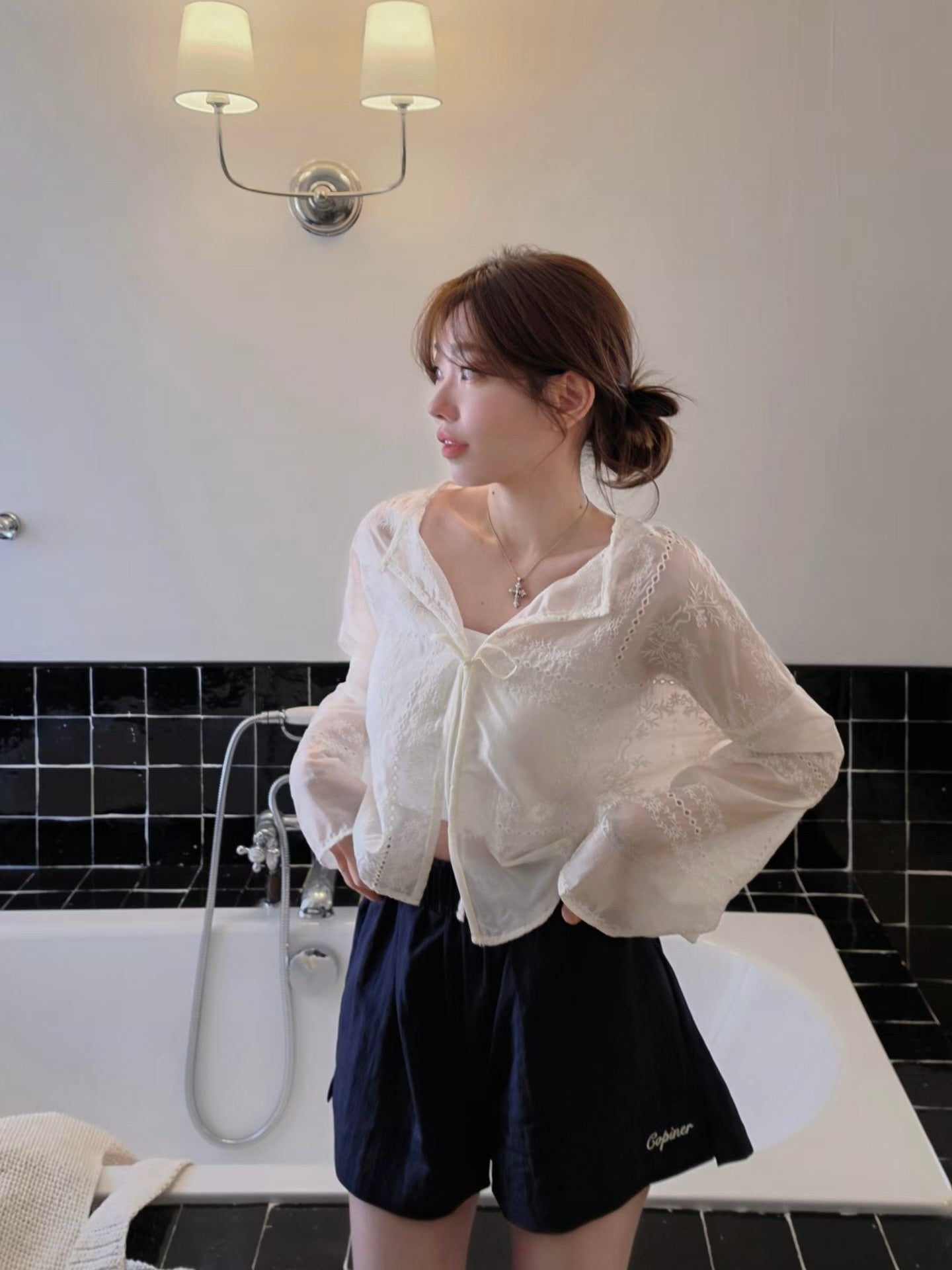 MS60637 Premium embroidery lace cardigan