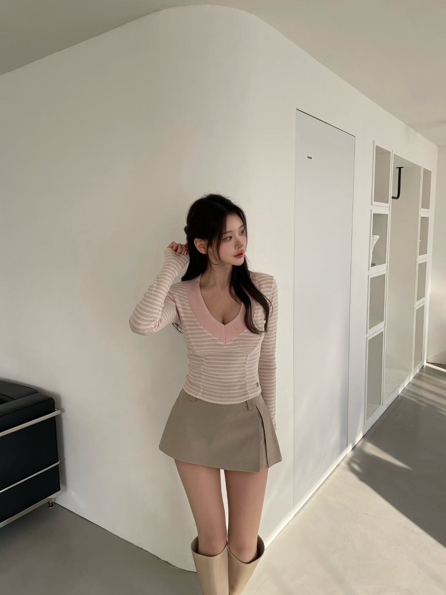 MS60202 Casual stripes V top