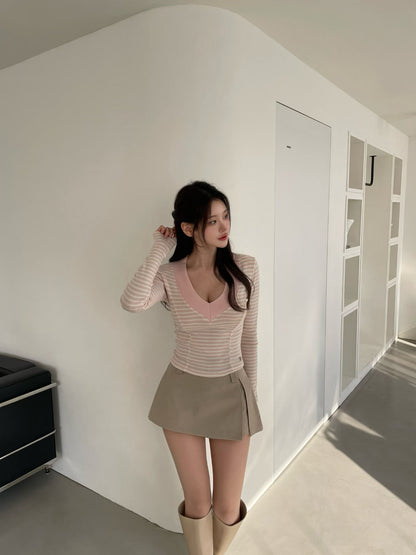 MS60202 Casual stripes V top