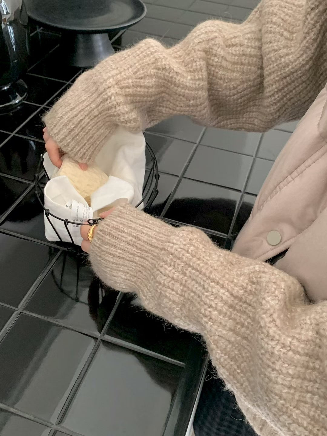 MS51084 Wool knit duck down jacket