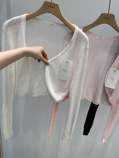 MS60507 Airy light crop cardigan